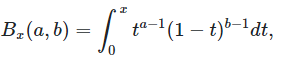 Incomplete beta function formula